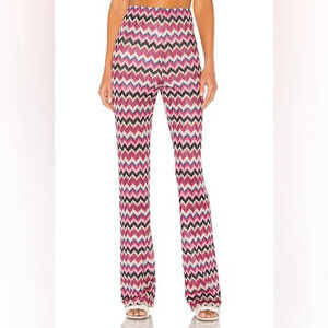 Lovers + Friends North Coast Flare Pants in Pink/Blue Multi Size M